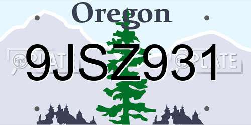 9JSZ931 Oregon License Plate