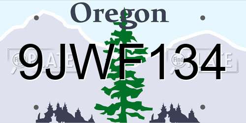 9JWF134 Oregon License Plate