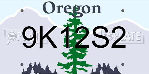 9K12S2 Oregon License Plate