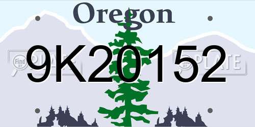 9K20152 Oregon License Plate