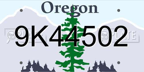 9K44502 Oregon License Plate