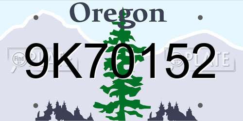9K70152 Oregon License Plate