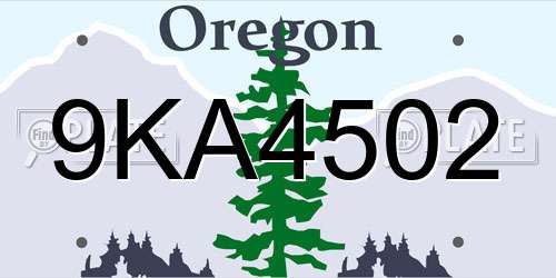 9KA4502 Oregon License Plate