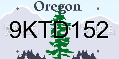 9KTD152 Oregon License Plate