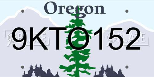 9KTO152 Oregon License Plate