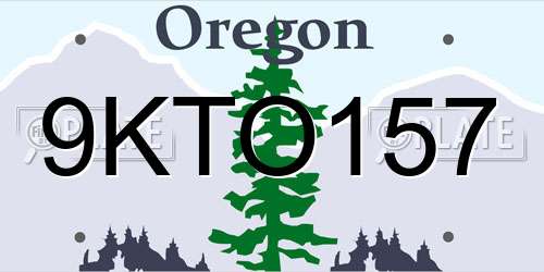 9KTO157 Oregon License Plate