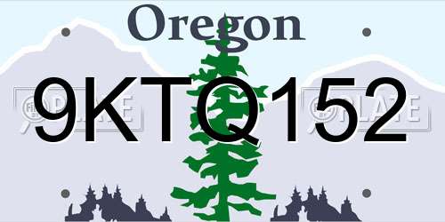 9KTQ152 Oregon License Plate