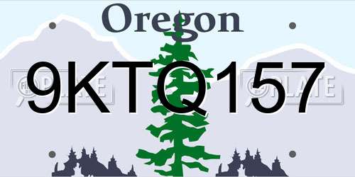 9KTQ157 Oregon License Plate