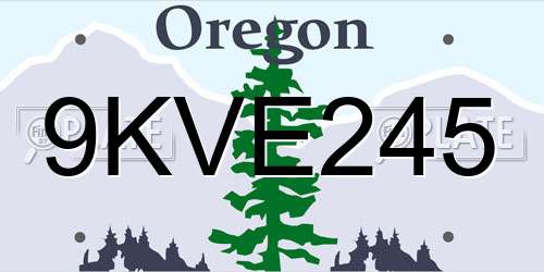 9KVE245 Oregon License Plate
