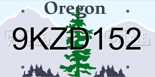 9KZD152 Oregon License Plate