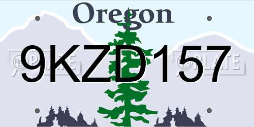9KZD157 Oregon License Plate