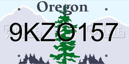 9KZO157 Oregon License Plate