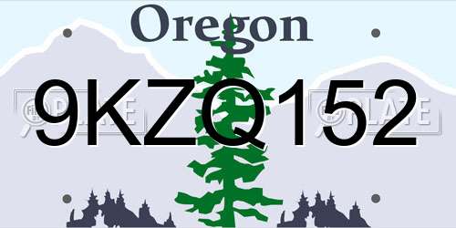 9KZQ152 Oregon License Plate