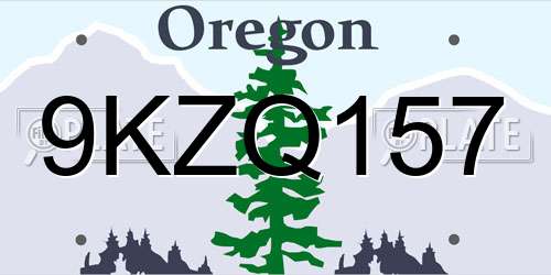 9KZQ157 Oregon License Plate
