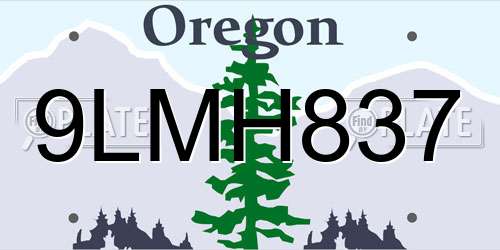 9LMH837 Oregon License Plate