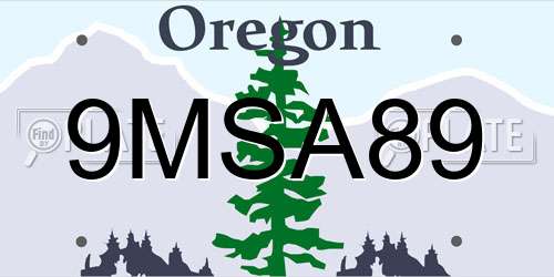9MSA89 Oregon License Plate