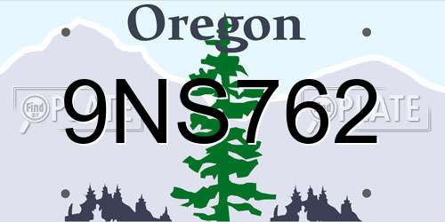 9NS762 Oregon License Plate