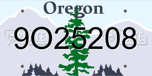 9O25208 Oregon License Plate