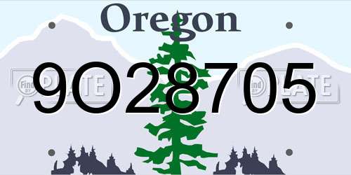 9O28705 Oregon License Plate
