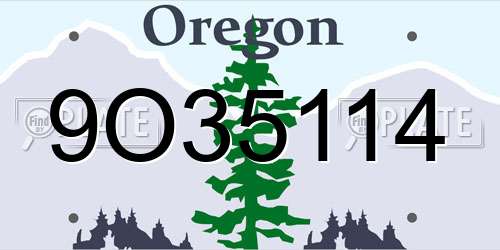 9O35114 Oregon License Plate