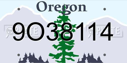 9O38114 Oregon License Plate