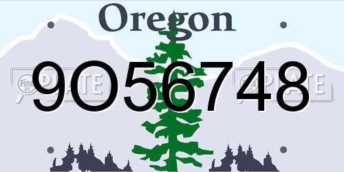 9O56748 Oregon License Plate