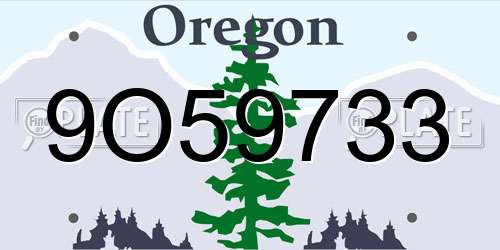 9O59733 Oregon License Plate