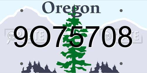 9O75708 Oregon License Plate