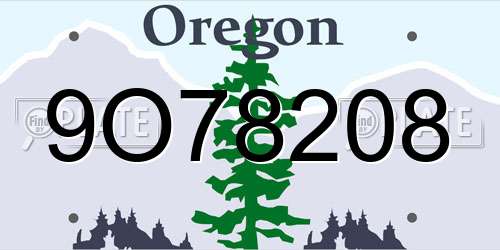 9O78208 Oregon License Plate