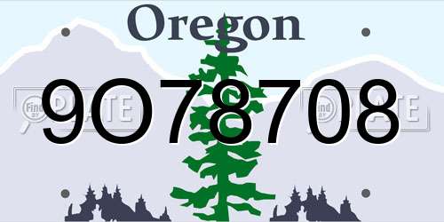 9O78708 Oregon License Plate