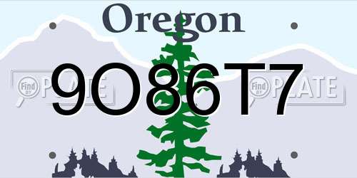 9O86T7 Oregon License Plate