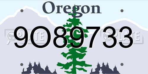 9O89733 Oregon License Plate