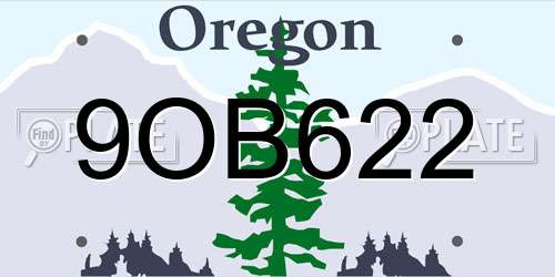 9OB622 Oregon License Plate