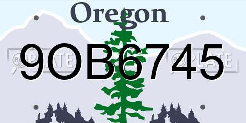 9OB6745 Oregon License Plate