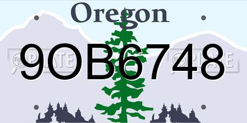 9OB6748 Oregon License Plate