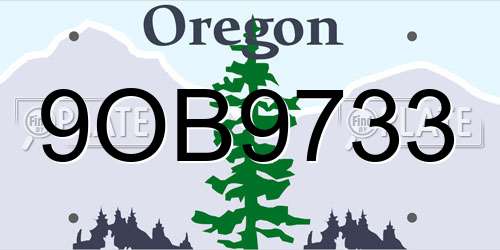 9OB9733 Oregon License Plate