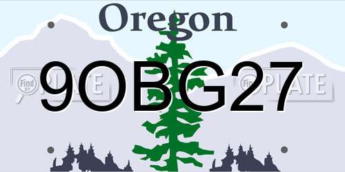 9OBG27 Oregon License Plate