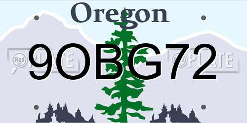 9OBG72 Oregon License Plate
