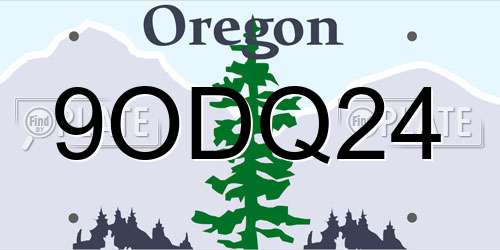 9ODQ24 Oregon License Plate