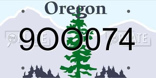 9OO074 Oregon License Plate