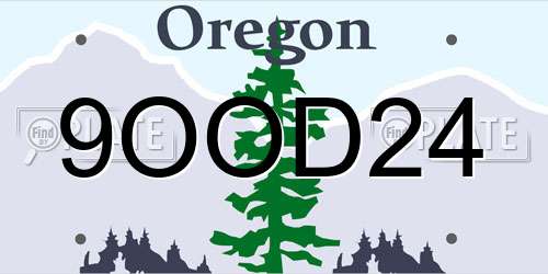 9OOD24 Oregon License Plate