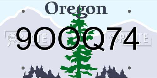 9OOQ74 Oregon License Plate