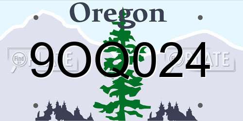 9OQ024 Oregon License Plate