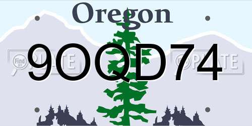 9OQD74 Oregon License Plate