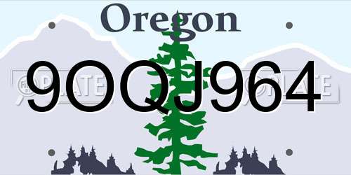 9OQJ964 Oregon License Plate