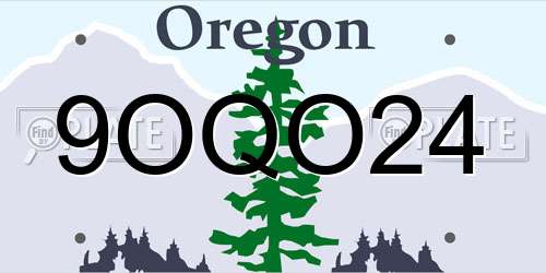 9OQO24 Oregon License Plate