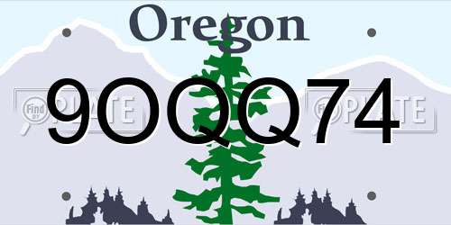 9OQQ74 Oregon License Plate