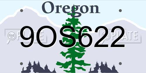 9OS622 Oregon License Plate