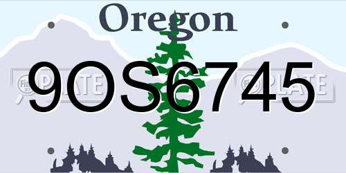 9OS6745 Oregon License Plate