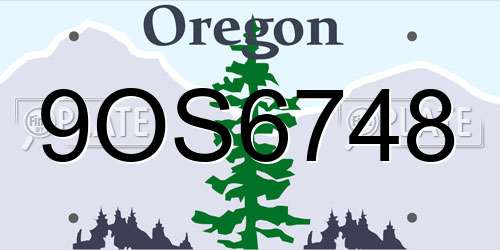 9OS6748 Oregon License Plate